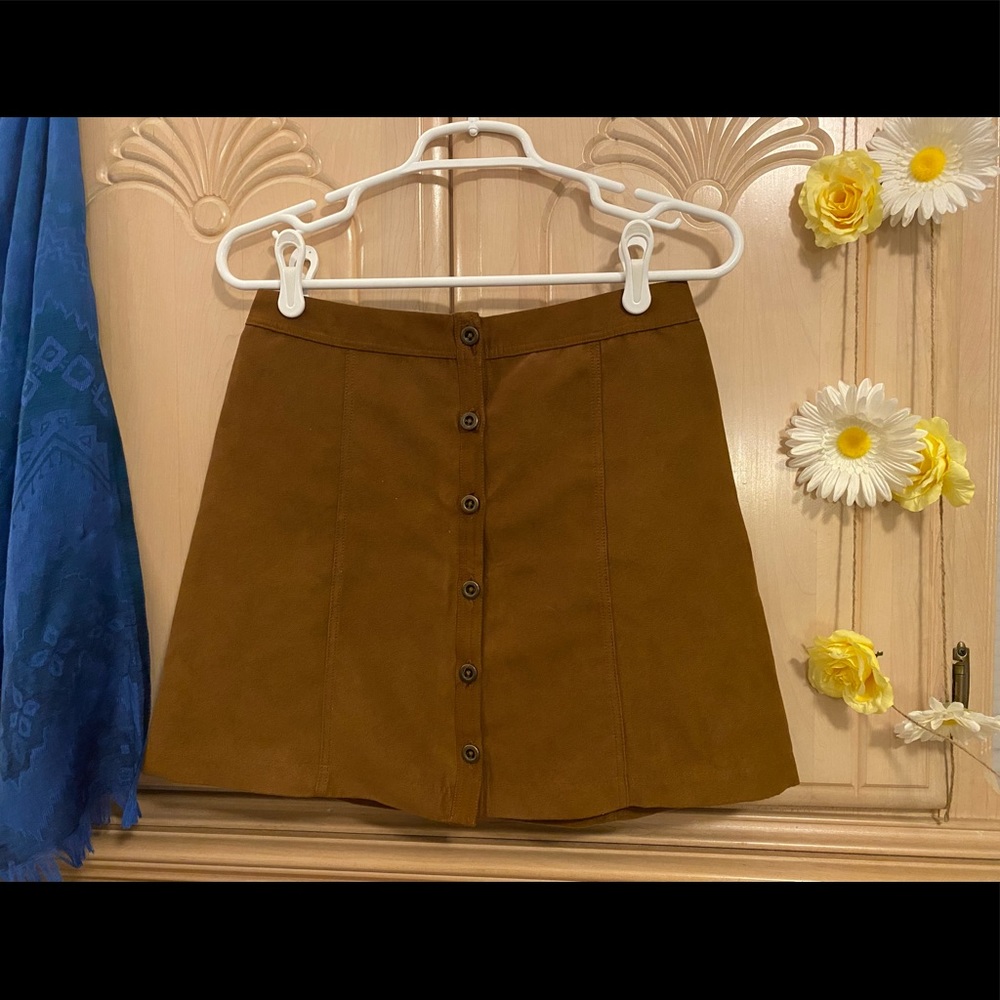 Suede A-line Mini Skirt